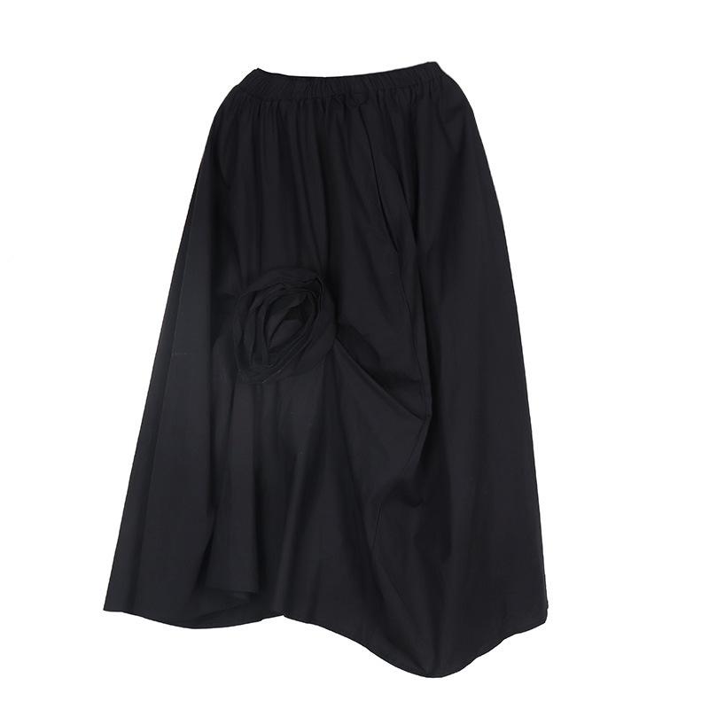Casual 3D Flower Decoration Women Skirts-Women Skirts-Black-One Size-Free Shipping Leatheretro