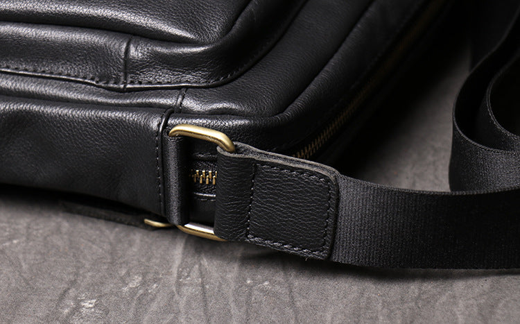 Cowhide Leaher Shoulder Bags for Men 10089-Handbags, Wallets & Cases-Black-Free Shipping Leatheretro