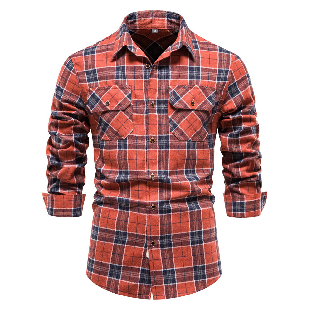 Fall Plaid Long Sleeves Shirts for Men-Shirts & Tops-D-S-Free Shipping Leatheretro