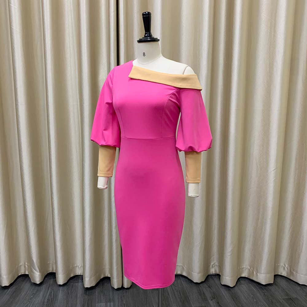 Sexy Office Lady Plus Sizes Dresses-Dresses-Pink-S-Free Shipping Leatheretro