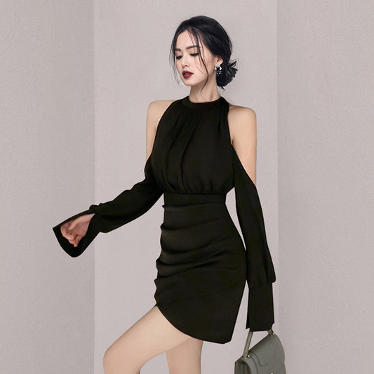 Sexy Off The Shoulder Mini Women Party Dresses-Dresses-Black-S-Free Shipping Leatheretro