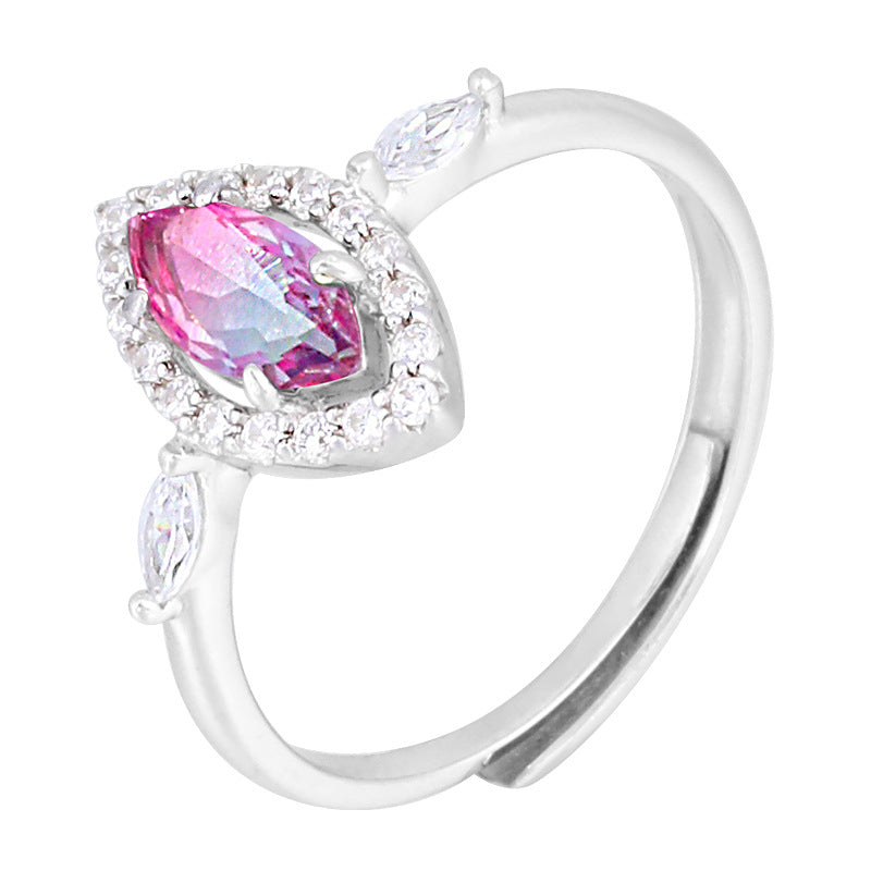 Fashion Colorful Sterling Silver Rings for Women-Rings-TJ1636-Rose-Open-end-Free Shipping Leatheretro