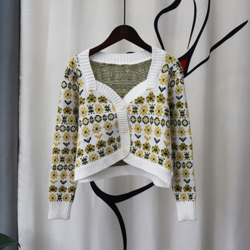Vintage Designed Knitted Cardigan Sweaters-Shirts & Tops-White-One Size-Free Shipping Leatheretro