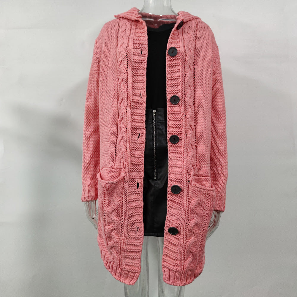 Women Winter Knitted Cardigan Overcoats-Shirts & Tops-Pink-S-Free Shipping Leatheretro