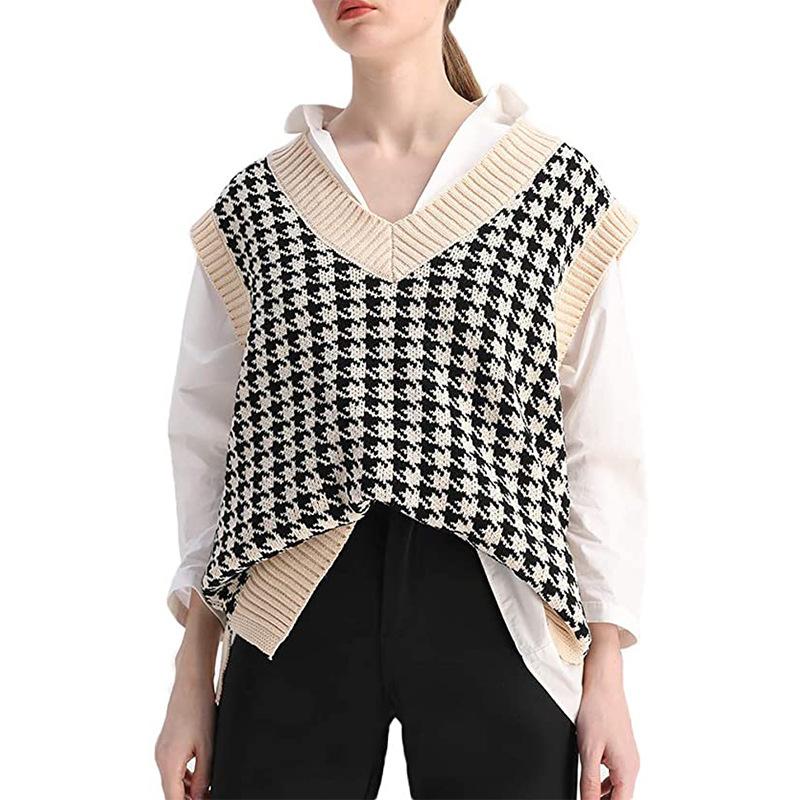 Fashion Sleeveless Women Knitting Vest-Shirts & Tops-Khaki-S-Free Shipping Leatheretro