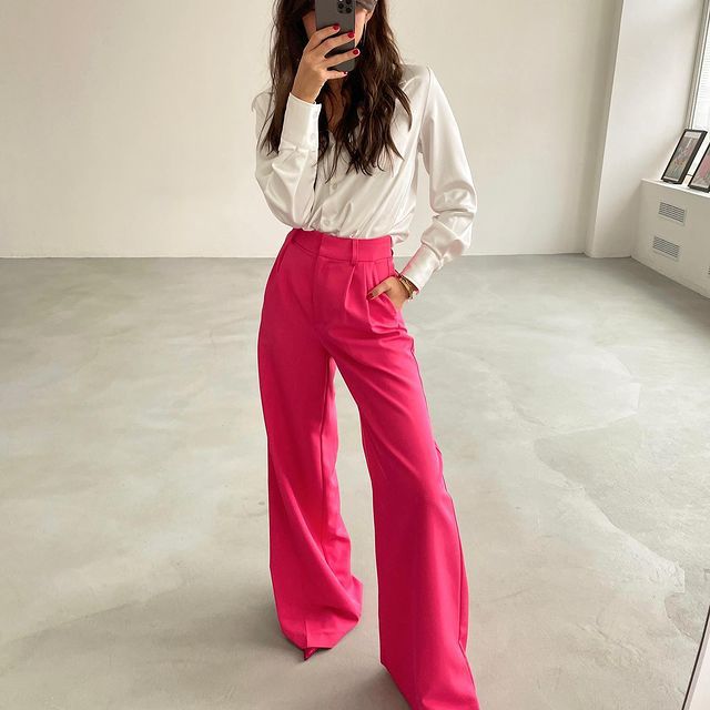 Casual High Waist Women Wide Legs Pants-Pants-Purple-S-Free Shipping Leatheretro