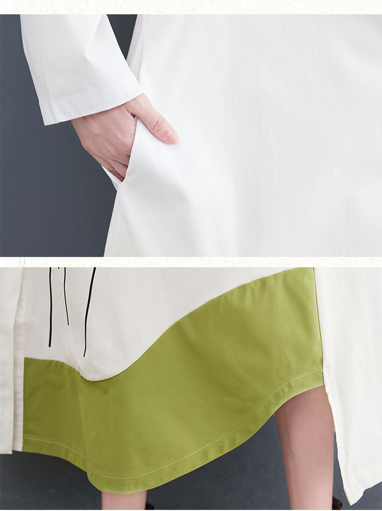 Elegant Long Sleeves Shirt Dresses for Women-Dresses-White-L-Free Shipping Leatheretro