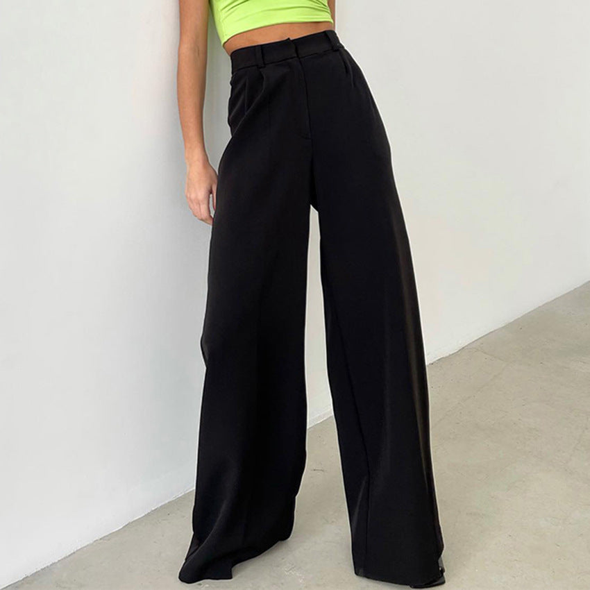 Casual High Waist Wide Legs Long Pants for Women-Pants-Yellow-S-Free Shipping Leatheretro