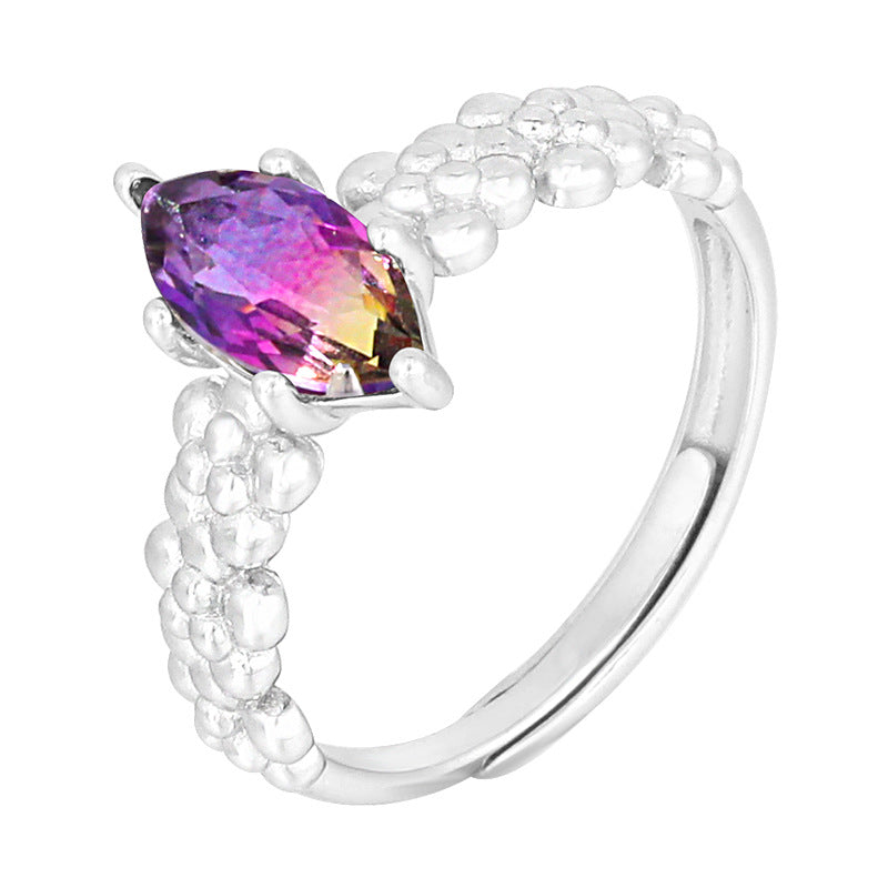 Fashion Colorful Sterling Silver Rings for Women-Rings-TJ1684-Purple-Open-end-Free Shipping Leatheretro