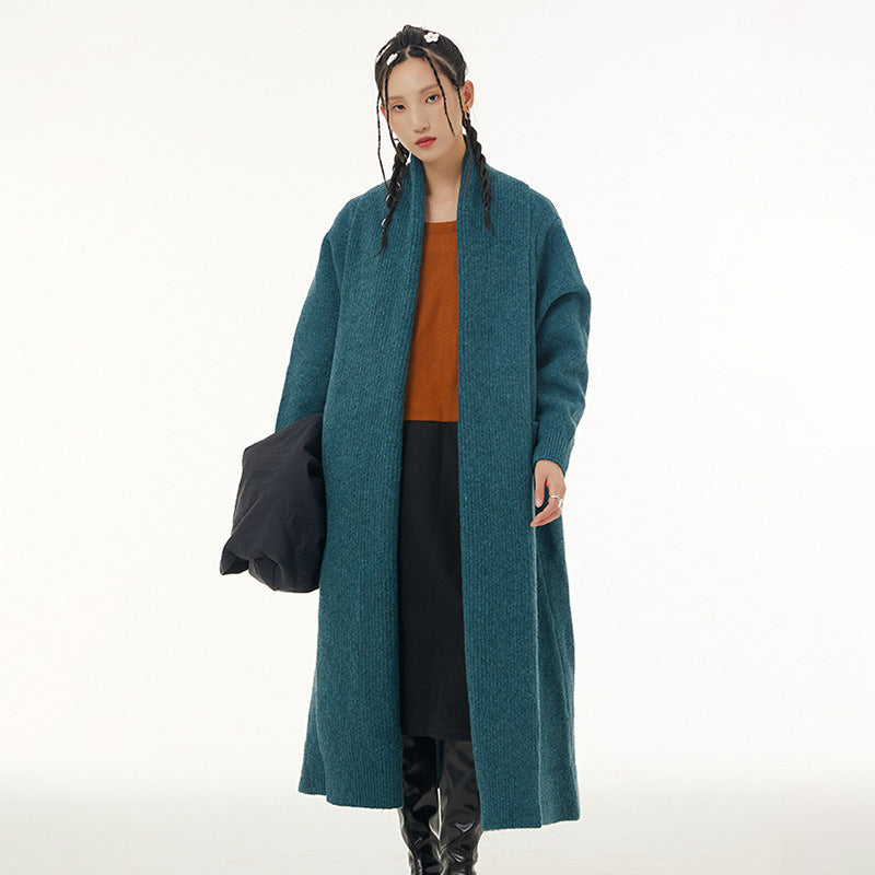 Fall Women Knitted Long Coats-Coats & Jackets-Blue-One Size-Free Shipping Leatheretro