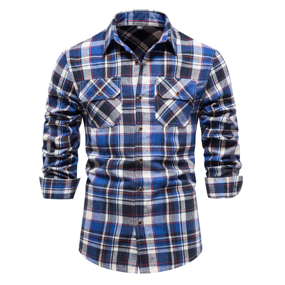 Fall Plaid Long Sleeves Shirts for Men-Shirts & Tops-A-S-Free Shipping Leatheretro