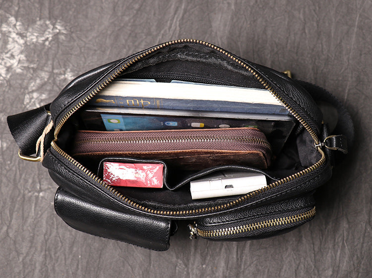 Calf Leather Bags for Men 108-Handbags, Wallets & Cases-Black-Free Shipping Leatheretro