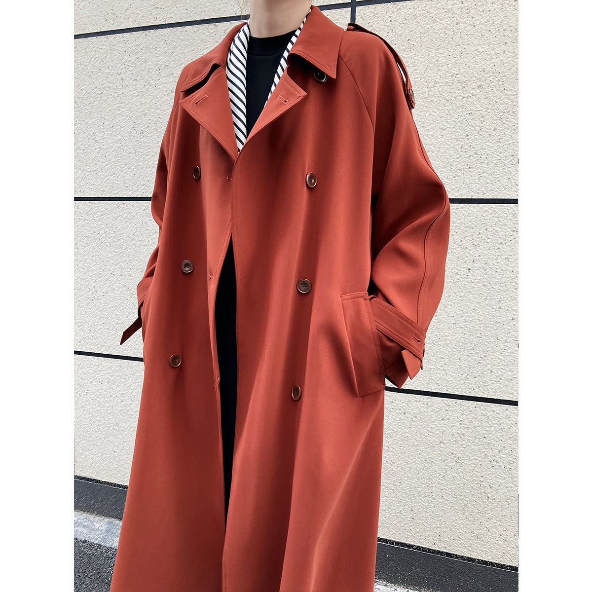 Fashion Loose Long Trench Coats for Women-Coats & Jackets-Red-S-Free Shipping Leatheretro