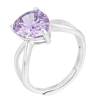 Fashion Sterling Silver Colorful Zircon Rings-Rings-TJ1677-Purple-Open End-Free Shipping Leatheretro