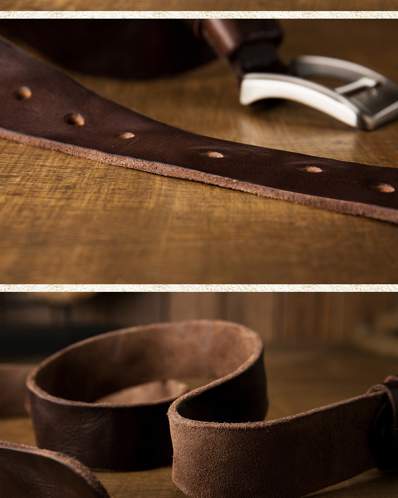 Handmade Casual Pin Buckle Leather Belt-Leather Belt-Coffee-130cm-Free Shipping Leatheretro