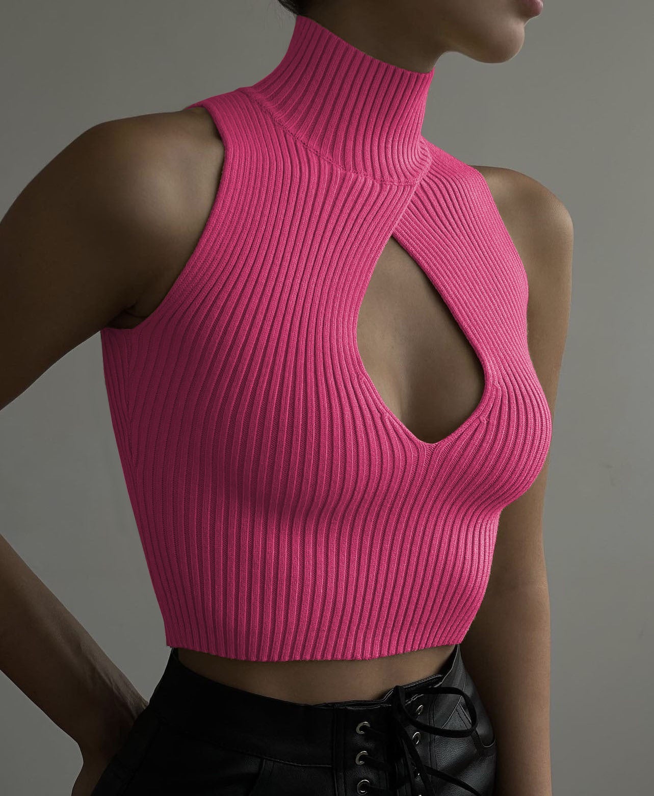 Sexy Sleeveless Women Knitted Tank Tops-Shirts & Tops-Rose Red-S-Free Shipping Leatheretro