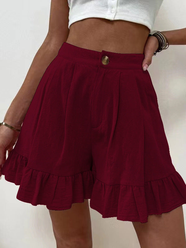 Casual High Waist Summer Short Pants for Women-Shorts-Wine Red-S-Free Shipping Leatheretro