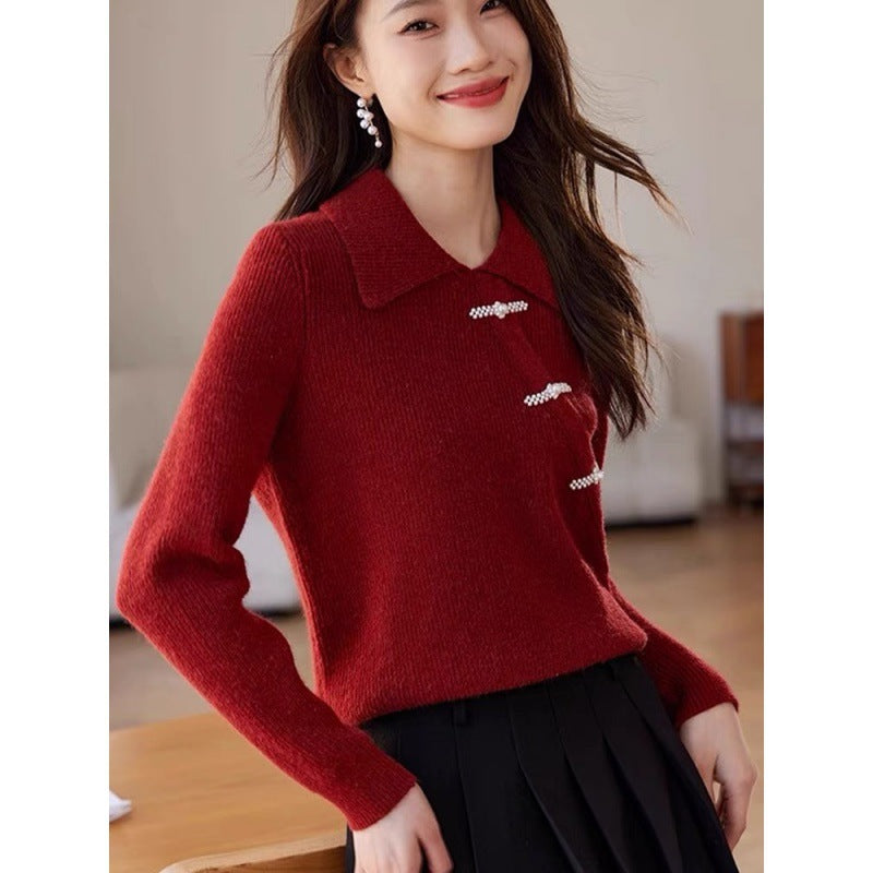 Elegant Christmas Red Vintage Sweaters-Coats & Jackets-Red-S-Free Shipping Leatheretro