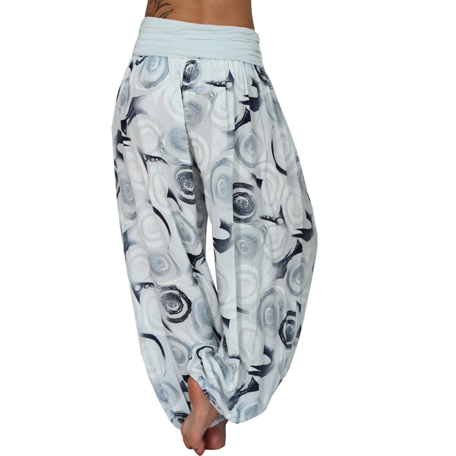 Casual Floral Print Women Harem Pants-Pants-White-S-Free Shipping Leatheretro