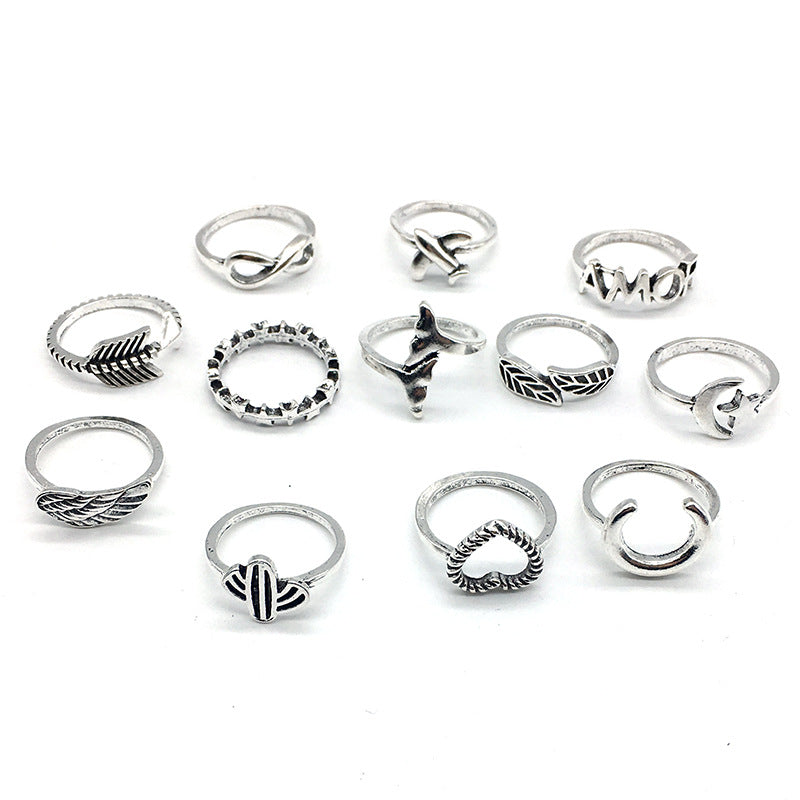 Vintage Boho Style Micro Inlays Ring Sets-Rings-The same as picture-Free Shipping Leatheretro