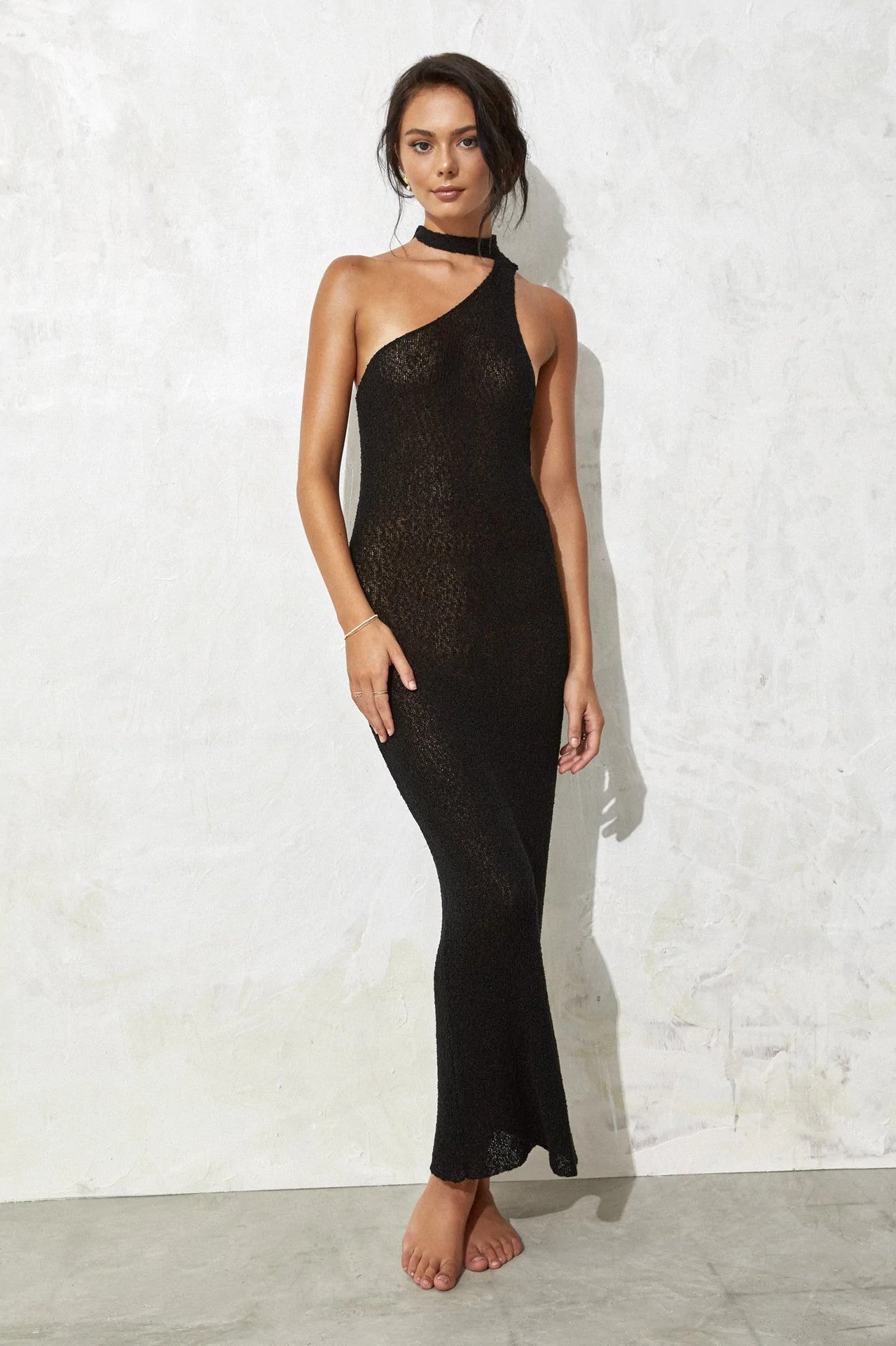 Sexy Halter Backless Knitted Long Dresses-Dresses-Black-S-Free Shipping Leatheretro