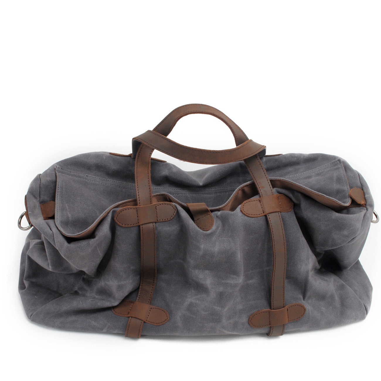 Leisure Waxed Leather Canvas Large Storage Traveling Duffle Bag 2023-Leather Canvas Bag-Khaki-Free Shipping Leatheretro