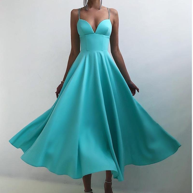 Simple Classy High Waist Summer Dress-Maxi Dresses-Lake Blue-S-Free Shipping Leatheretro