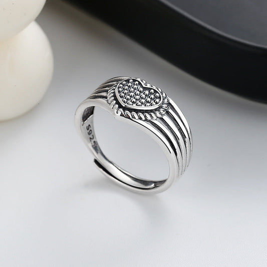 Sweetheart Design Vintage Silver Women Rings-Rings-The same as picture-Open-end-Free Shipping Leatheretro