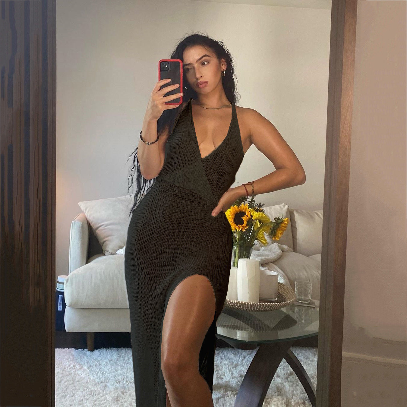 Sexy Summer Backless See Through Beach Dresses-Dresses-Black-S-Free Shipping Leatheretro