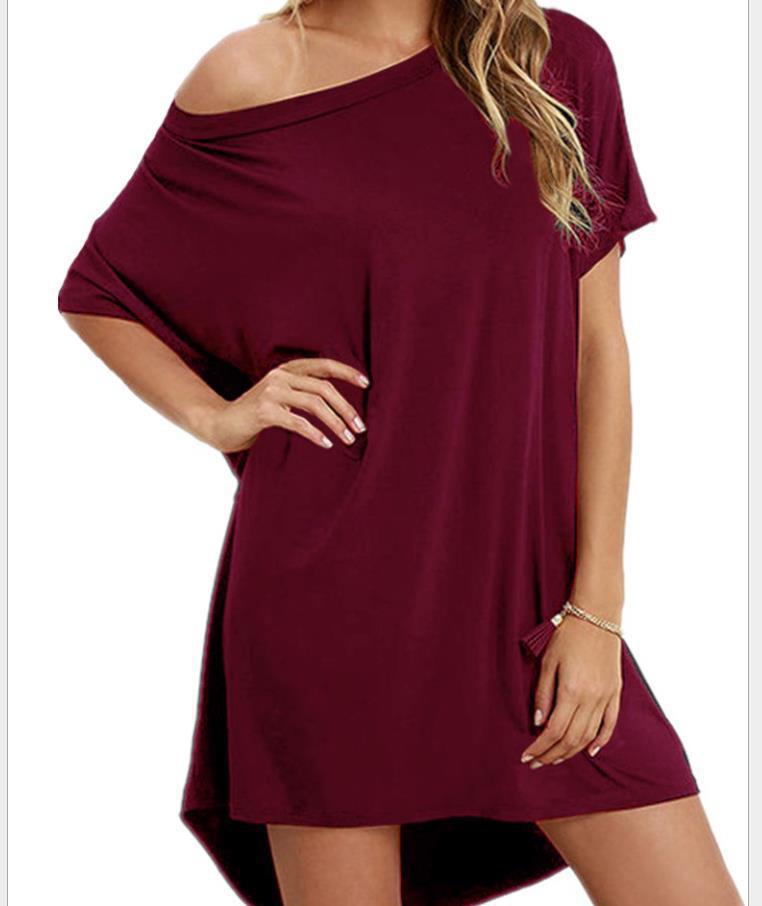 Casual Round Neck Short Daily Dresses-Dresses-Wine Red-S-Free Shipping Leatheretro
