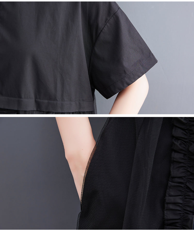 Sexy Summer Tulle Black A Line Long Shirts Dresses-Dresses-Black-One Size-Free Shipping Leatheretro