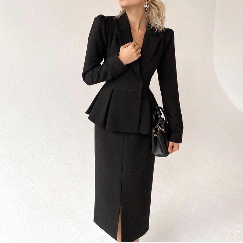 Sexy Fashion Office Lady Long Sleeves Dress Suits-White-S-Free Shipping Leatheretro