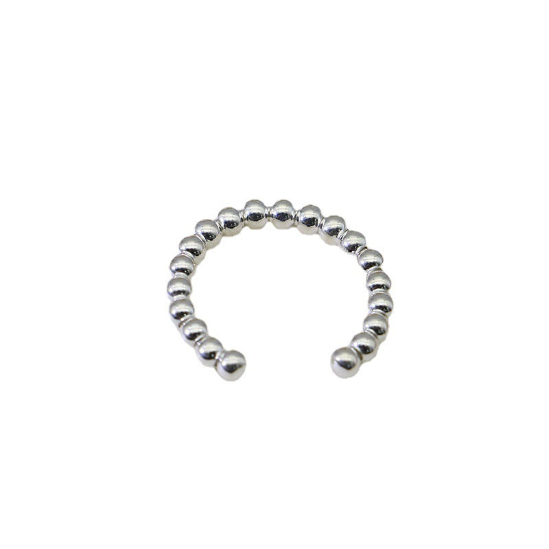 Beads Design Open End Silver Rings for Women-Rings-White-Open-end-Free Shipping Leatheretro