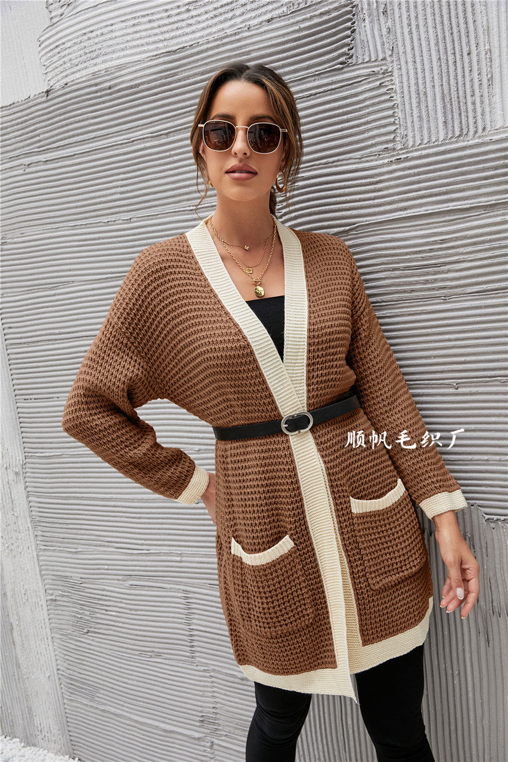 Casual Knitting Long Sleeves Women Overcoat-Shirts & Tops-Coffee-S-Free Shipping Leatheretro