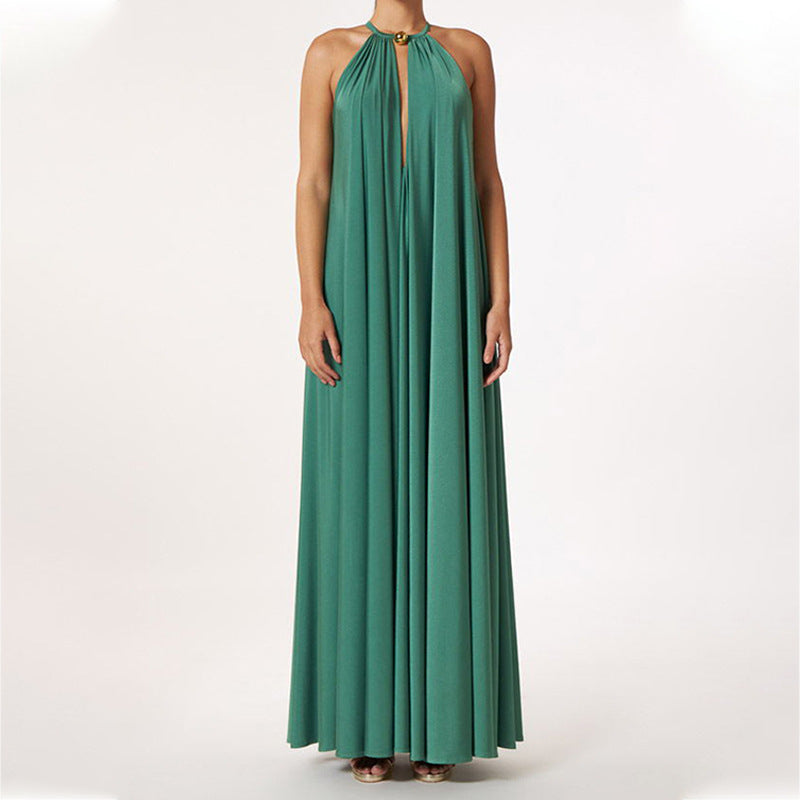 Summer Halter Sleeveless Long Dresses-Dresses-Green-S-Free Shipping Leatheretro