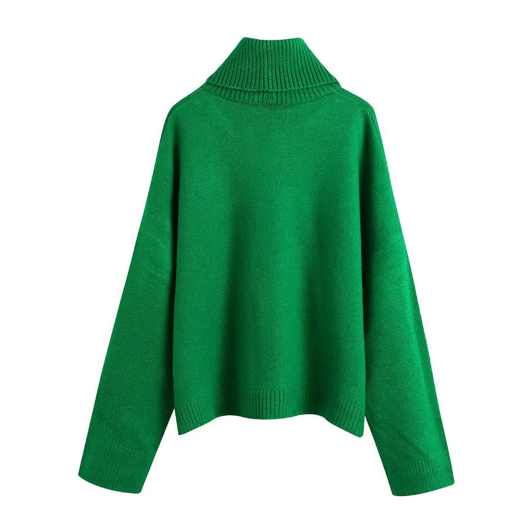Winter Turtleneck Knitted Sweaters for Women-Shirts & Tops-Green-S-Free Shipping Leatheretro