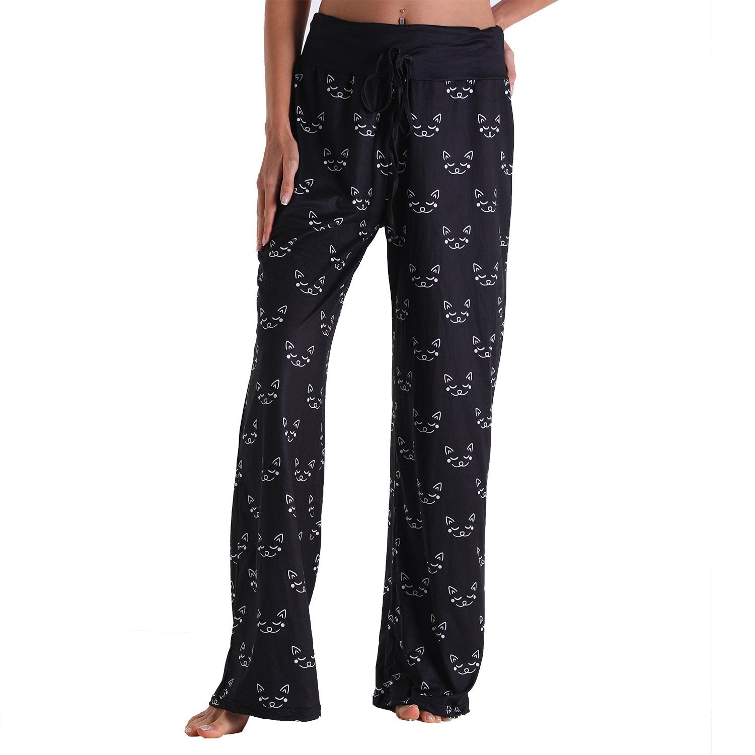 Casual Floral Print Women High Waist Trousers for Homewear-Pajamas-2014-S-Free Shipping Leatheretro