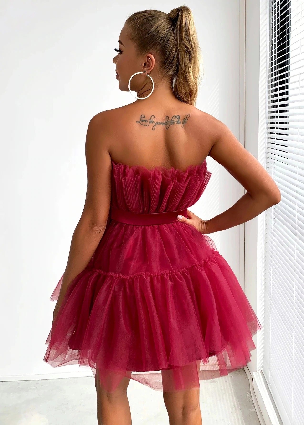 Sexy Strapless Tulle Bowknot Ball Gown Pary Dresses-Dresses-Pink-S-Free Shipping Leatheretro