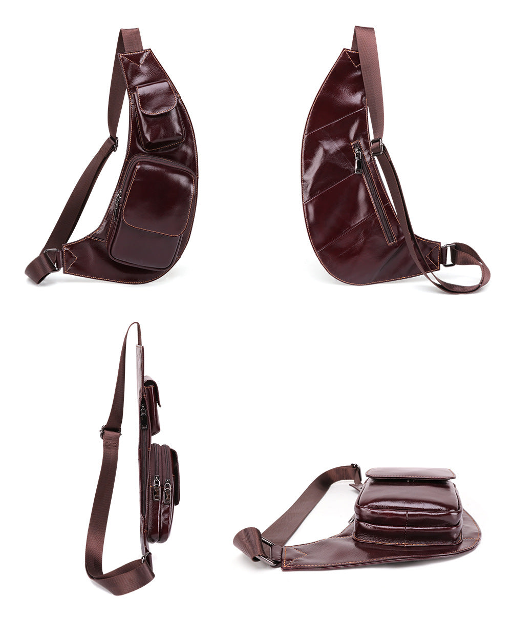 Retro Leather Chest Bags J6454-Leather Chest Bag-Coffee-Free Shipping Leatheretro