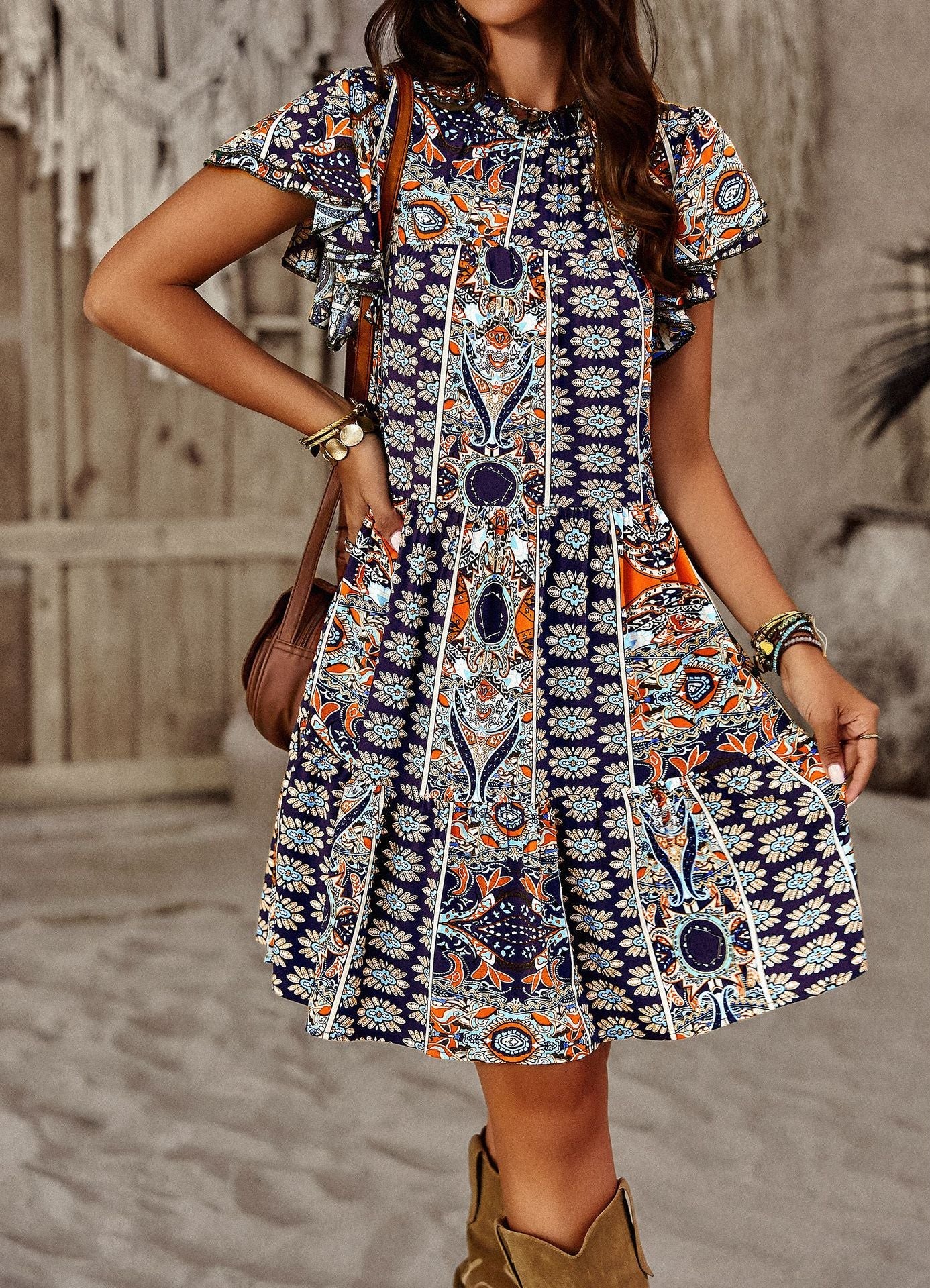 Boho Summer Holiday A Line Daily Dresses-Dresses-Navy Blue-S-Free Shipping Leatheretro