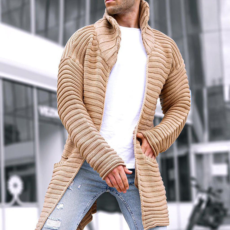 Casual Knitted Long Sleeves Sweaters for Men-Shirts & Tops-Khaki-M-Free Shipping Leatheretro