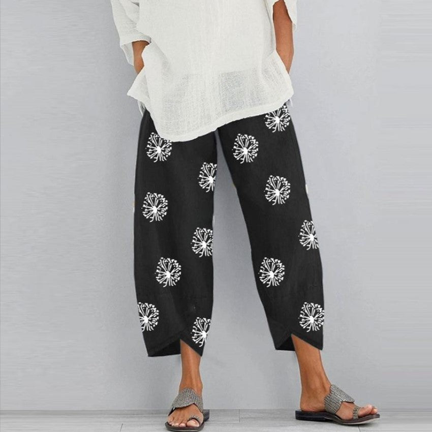 Casual Floral Print Summer Pants for Women-Pants-B-S-Free Shipping Leatheretro