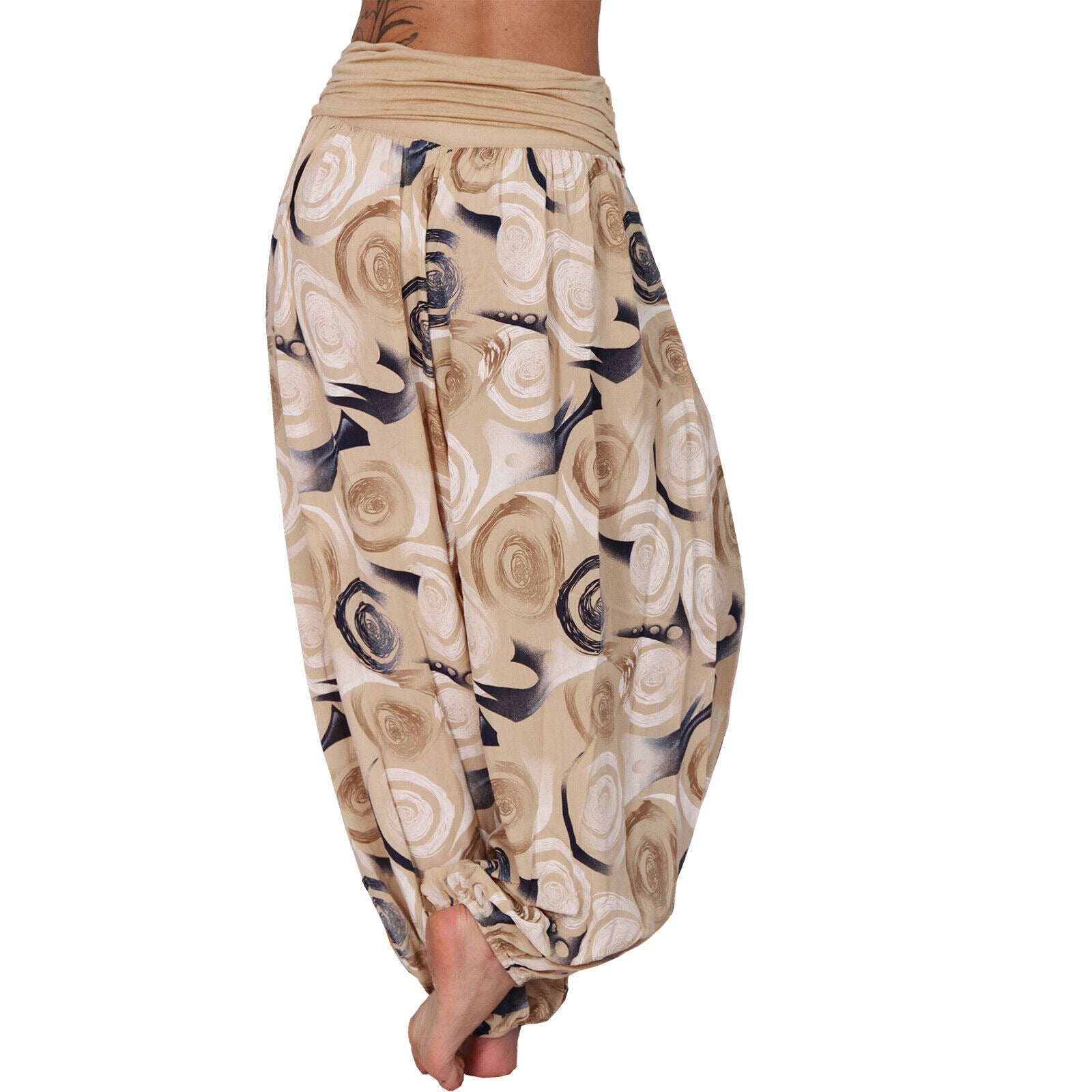 Casual Floral Print Women Harem Pants-Pants-White-S-Free Shipping Leatheretro