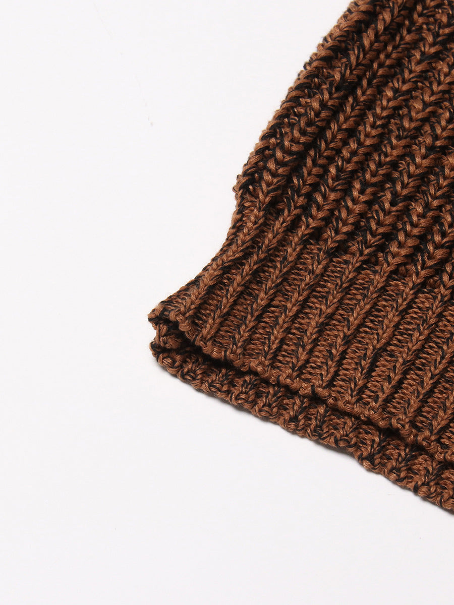 Vintage Brown Knitted Tank Top Vest for Women-Shirts & Tops-Brown-S-Free Shipping Leatheretro