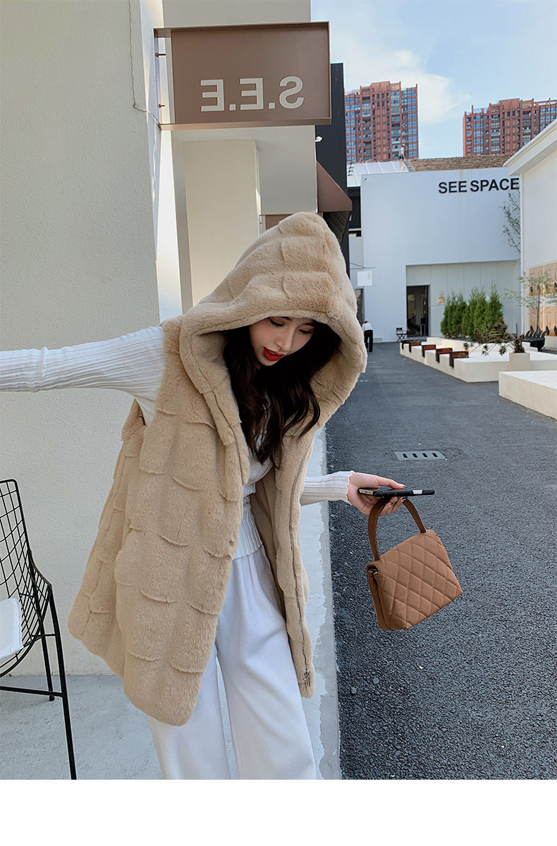 Artificial Fur Sleeveless Vest Coats for Women-vest-White-S-Free Shipping Leatheretro