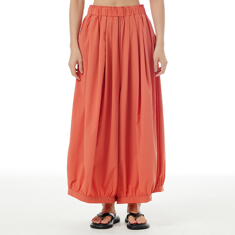 Summer Casual Plus Sizes Wide Legs Pants-Pants-Orange-One Size-Free Shipping Leatheretro