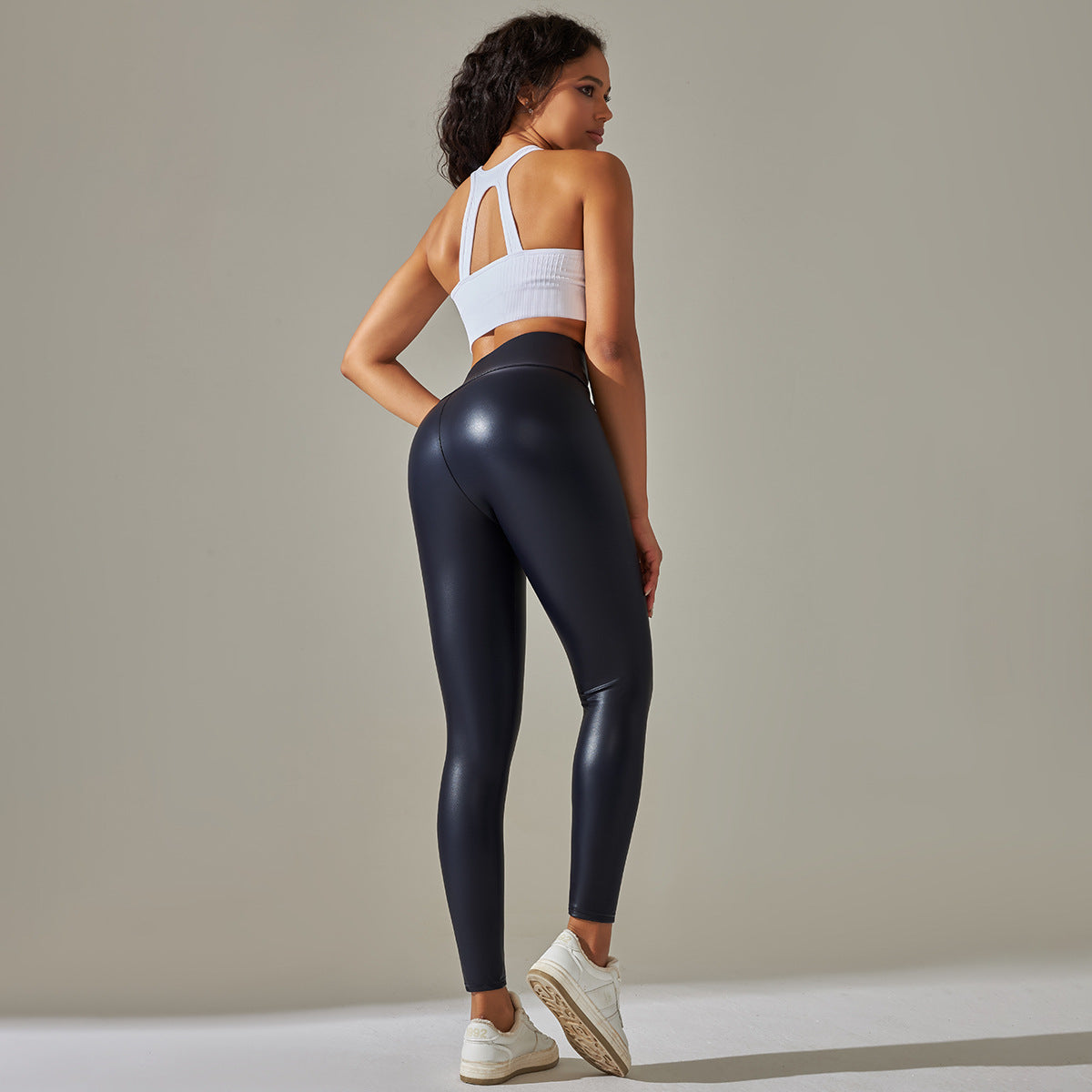 Sexy Elastic Pu High Waist Yoga Leggings-Pants-Black-XS-Free Shipping Leatheretro