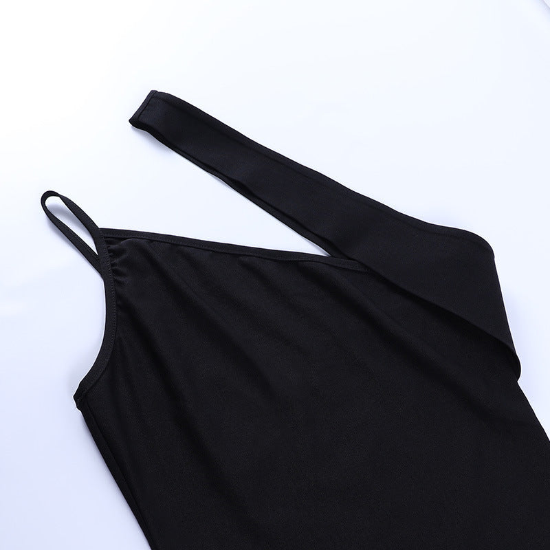 Sexy Black One Shoulder Short Dresses for Women-Dresses-Black-S-Free Shipping Leatheretro