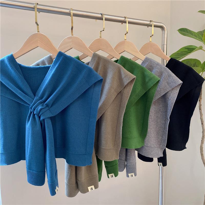 Fashion Women Cross Knitting Cape-Shirts & Tops-Green-45*90cm-Free Shipping Leatheretro