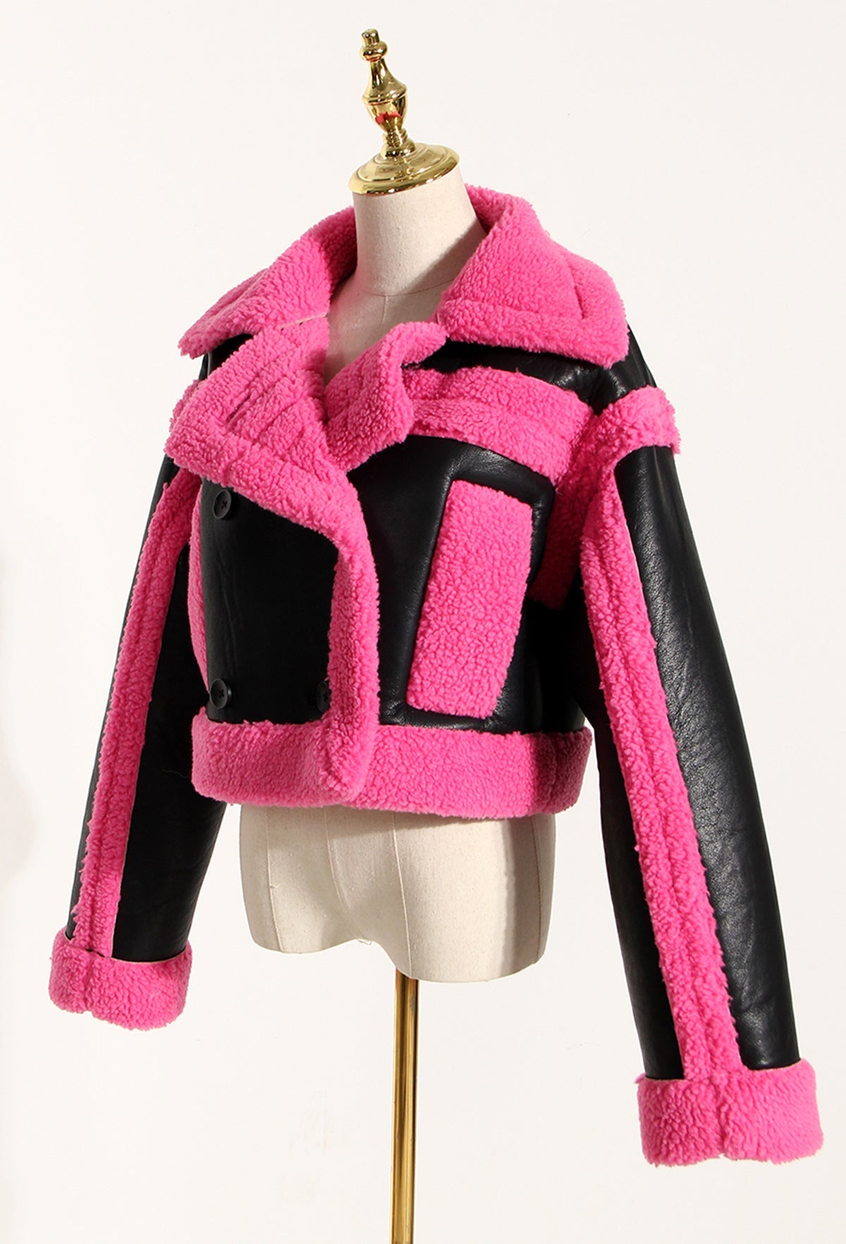 Designed Motorcycle Artificial Fur Jackets-Coats & Jackets-Rose Red-S-Free Shipping Leatheretro